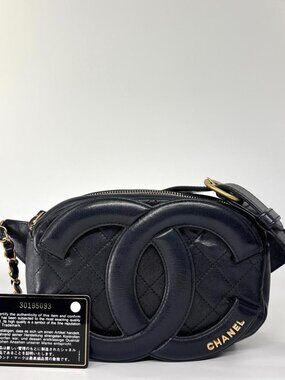 Chanel Super CC Logo Jumbo CC Lambskin Belt Bag Black